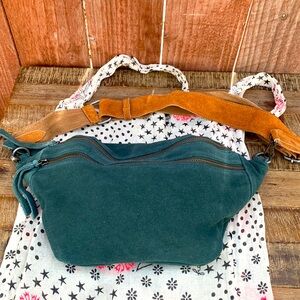 Free people green suede Fanny pack